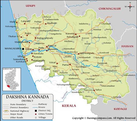 Dakshina Kannada District Map, Karnataka, India