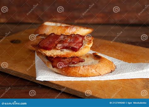 Bacon Sandwich with Thick White Bread.bread with Bacon Stock Photo ...