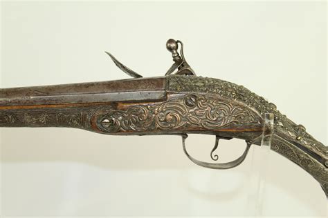 Ottoman Turkish Flintlock Pistol Ornate Engraved Antique Firearm 015 | Ancestry Guns