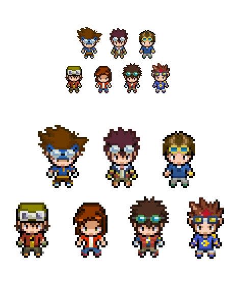 Digimon main characters overworld sprites by Lucky96u on DeviantArt