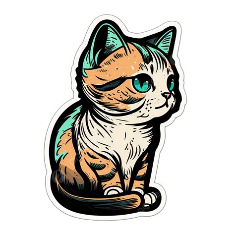 Kitty Cute Cat Sticker Cartoon, Cat Clipart, Cute Clipart, Cartoon Clipart PNG Transparent ...