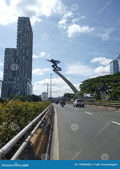 Dirgantara Statue Also Known As Tugu Pancoran Monument On Pancoran Junction Editorial Photo ...