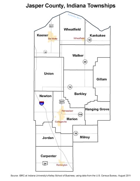 Jasper County Indiana Map - Cities And Towns Map