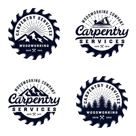 Premium Vector | Vintage badge wood carpentry logo template with ...