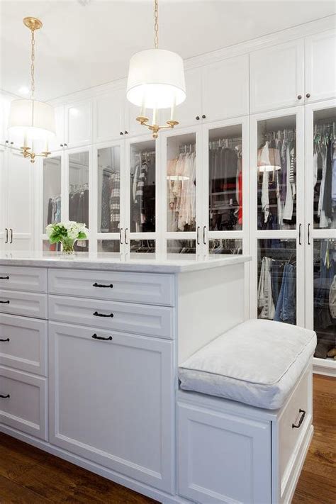 Closet Island With Drawers And Bench - Image of Bathroom and Closet