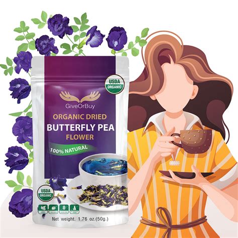 Buy Butterfly Pea Flower Tea GIVEORBUY - USDA Butterfly Tea al Loose Leaves-Experience the Magic ...