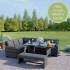 Rattan Garden Furniture Corner Sofa Dining Table Set Stools Bench FREE COVER | eBay