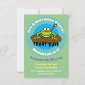 Funny frog cartoon birthday invitation | Zazzle
