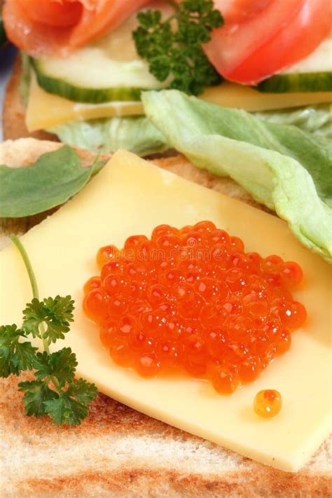 Toast with caviar. stock photo. Image of green, wheat - 12885682