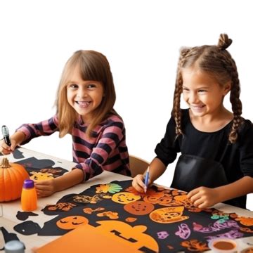Children Making Halloween Decorations From Colored Paper, Kids Painting, Kids Art, Kids Paint ...