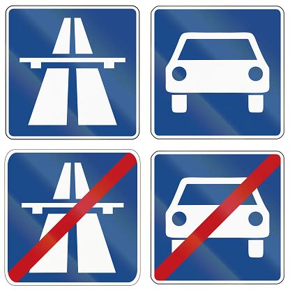 Autobahn And Fast Traffic Highway Signs In Germany Stock Photo ...