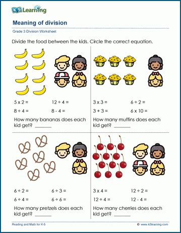 Division sentences worksheets | K5 Learning