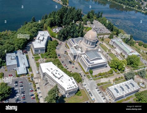 Aerial view of Washington State Capitol building and complex with ...