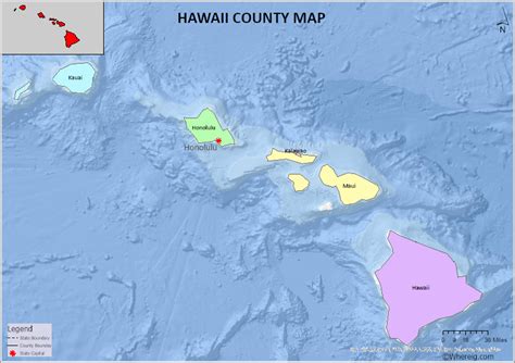 Hawaii County Map, List of Counties in Hawaii with Seats - Whereig.com