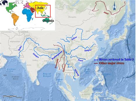 Asia Map With Rivers