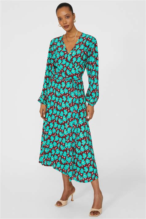 Principles Petite Bold Floral Printed Wrap Fit & Flare Midi Dress | Debenhams