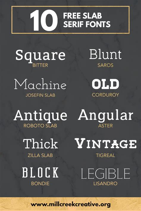 10 Free Slab Serif Fonts — Mill Creek Creative