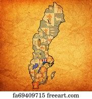 Free Vastmanland On Map Of Swedish Counties Art Prints and Artworks | FreeArt