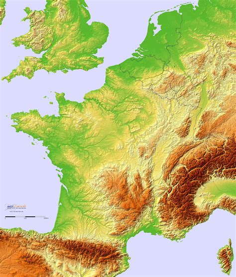 Physical Map Of France