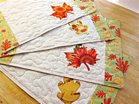 Quilted Placemats, Autumn Placemats, Fall Placemats, Leaf Placemats, Autumn Decor, Fall Decor ...