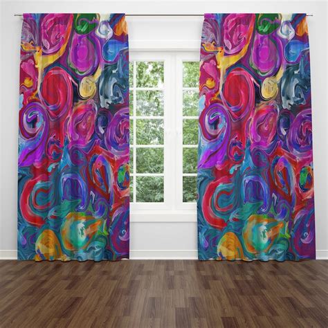 Colorful Abstract Window Curtains - Etsy