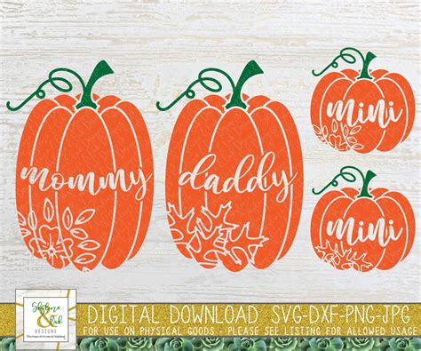 Mommy Daddy Mini Pumpkin SVG Family Pumpkin Patch SVG Family Halloween ...