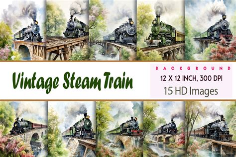 Vintage Steam Train Background | Creative Market