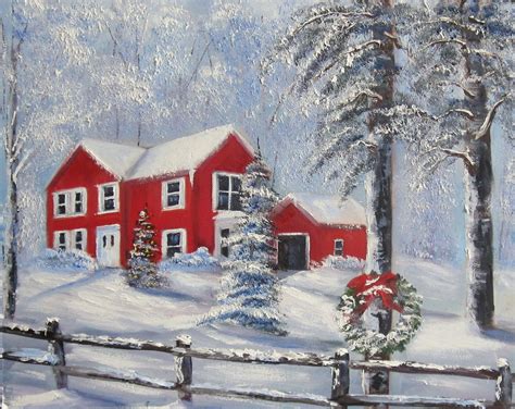 Beautiful Christmas Scenes | ... on hardboard depicts a beautiful snow scene somewhere in ...