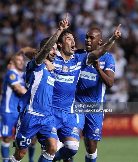 Apollon Limassol FC's players Fotis Papouli , Gaston Sangoy and Joao ...