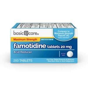 Famotidine Amazon Brand Basic Care Maximum Strength 20mg - 200 Tablets Brand NEW