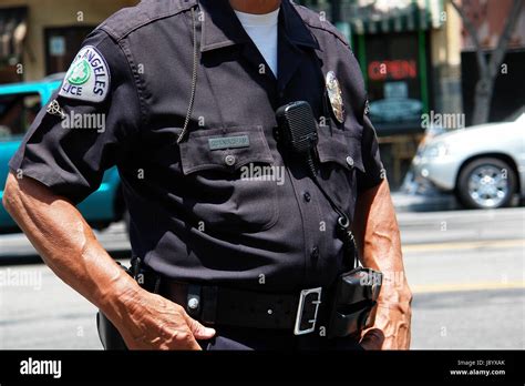 A unrecognizable police officer from the Los Angeles Police Department ...