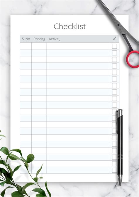 Download Printable Priority Checklist Template PDF