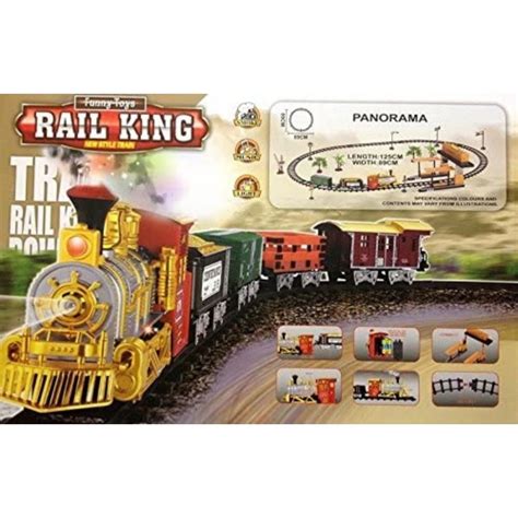 Classic Locomotive Train Set with 4 Carriages, Realistic Train Sound ...