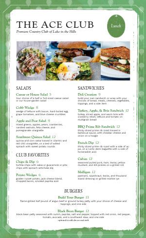 Country Club Menu Templates and Designs - MustHaveMenus