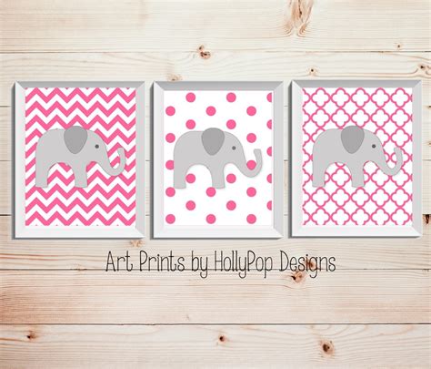 Baby Girl Nursery Wall Decor Bright Pink Nursery Art Prints