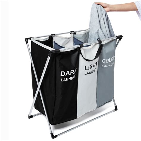 3 Pack Tall Slim Laundry Hamper with Extended Handles Thin Collapsible Laundry Basket Double ...