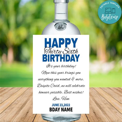 Absolut Vodka Wine Bottle Label Customizable Template DIY | Createpartylabels