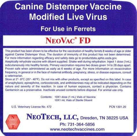 NEOVAC FD - Ferret Distemper Vaccine - NeoTech, LLC