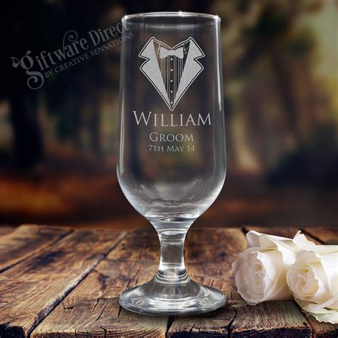 Personalised engraved 345ml Footed Beer Goblet Wedding Glass | Beer ...