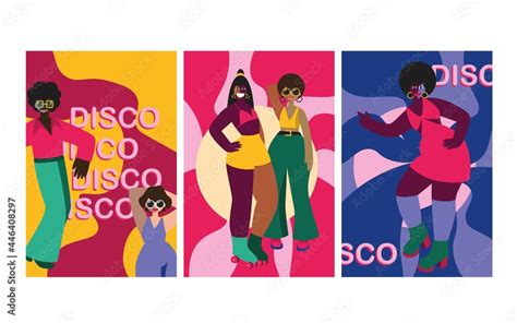 Abstract vector illustrations of disco people characters 70s. Disco party 70s and 80s Stock ...