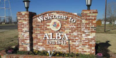 Alba Texas in Wood County, history, population, Lake Fork and links