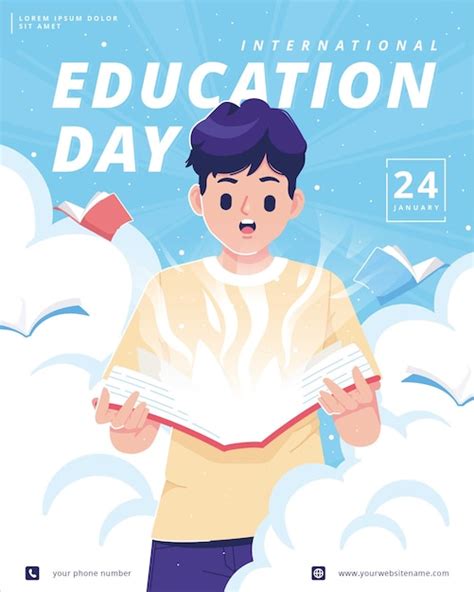 Premium Vector | Education day illustration poster template