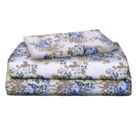 Renauraa 144 Thread Count 100% Cotton Percale Floral Queen Bed Sheet ...