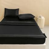 Btargot 4Pcs Black Satin Sheets Set Queen Silk Sheets 13" Deep Pocket ...