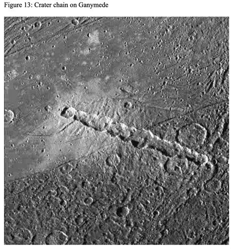 [Solved] Figure 13 shows a chain of craters on Ganymede that may have ...