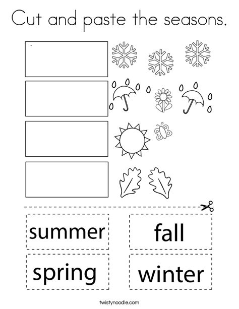 Cut and paste the seasons Coloring Page - Twisty Noodle