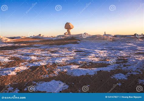 Sunrise at White Desert, Egypt Stock Image - Image of located, cream ...