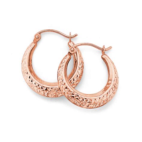 9ct Rose Gold 12mm Diamond-cut Creole Earrings | Prouds