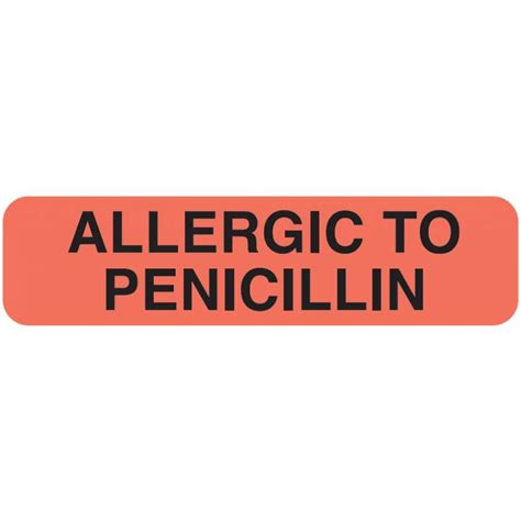 Arden Label MAP507 Allergic To Penicillin 1 1/4" x 5/16" Fl Red