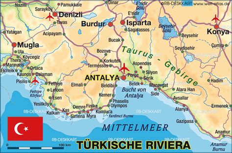 Map of Turkish Riviera (Region in Turkey) | Welt-Atlas.de